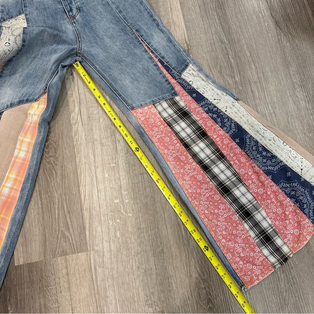 NEW Three Bird Nest Women’s Wide Leg Jeans Patchwork Bohemian Style Size Small - Picture 8 of 16